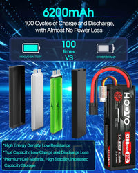 HOOVO 7.4V 70C 6200mAh 2S Lipo Battery Hard Case with Traxxas Plug