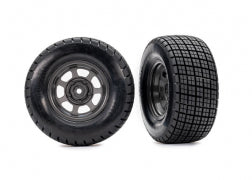 Traxxas T&W Assm., Glued ( Dirt Oval, Graphite Gray Wheels, Hoosier Tires, Foam Inserts