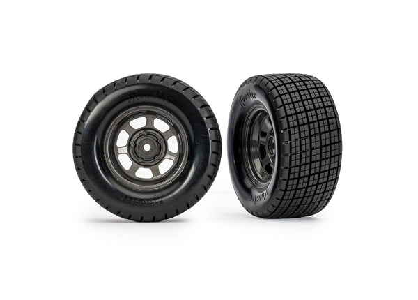Traxxas T&W Assm., Glued ( Dirt Oval, Graphite Gray Wheels, Hoosier Tires, Foam Inserts (Copy)