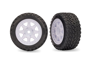 Traxxas White Front Mini Rally Wheels with Hard Tires (2)