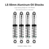INJORA LS 55mm Aluminum Oil Shocks for 1/18 TRX4M (Silver)