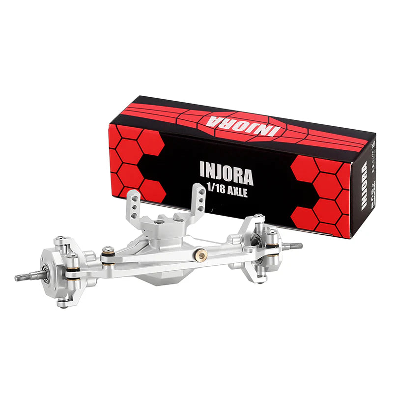 INJORA +4mm Diamond Axles (Front-Silver) With Lay Down Servo Mount & L ...