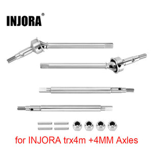 INJORA Stainless Steel Axle Shafts for INJORA TRX4M +4mm Axles (4M-96) - Front & Rear