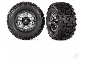 Traxxas Sledgehammer TSM 2.8 Tires Pre Glued on Black Chrome Wheels (2)
