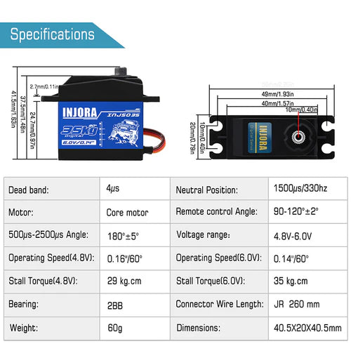 INJORA INJS035 35KG Large Torque Waterproof Metal Gear Digital Servo For RC Model