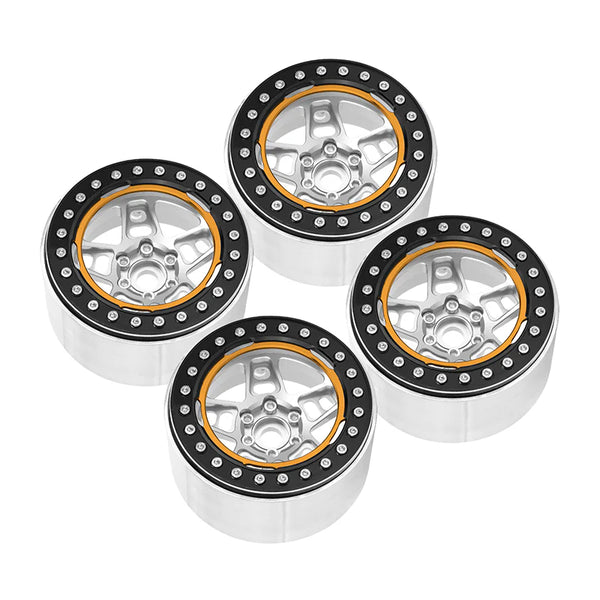 INJORA 2.2" 5-Spokes Negative Offset 10mm Wheels For 1/10 RC Crawler (4) (W2209)-Silver