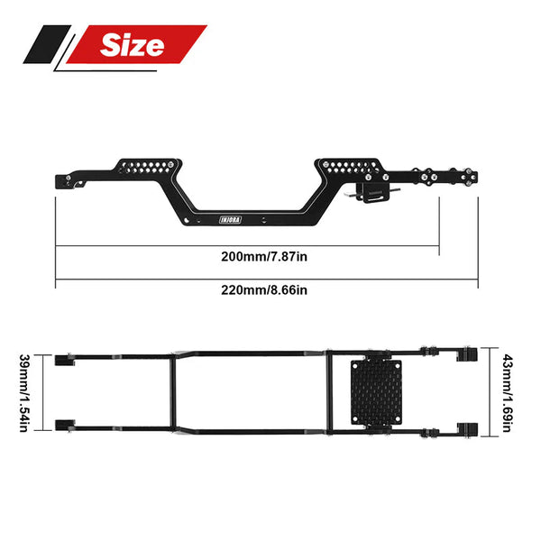 INJORA Universal LCG Chassis Frame Kit for 1/18 TRX4M (Aluminum)