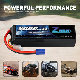 Zeee 4S Lipo Battery 9000mAh 14.8V 100C Soft Case EC5 Connector