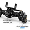 INJORA +5mm Diamond Portal Axles for 1/18 TRX4M Black Front & Rear w/ Brass Steering Knuckles