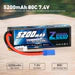 Zeee 2S Lipo Battery 5200mAh 7.4V 80C Hard Case with EC5 Plug