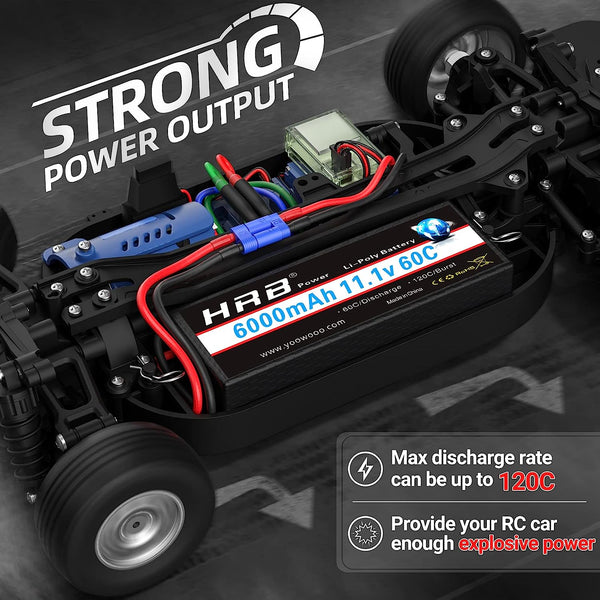 HRB 3S Lipo Battery 6000mAh 11.1V 60C Hard Case Battery with EC5 Connector