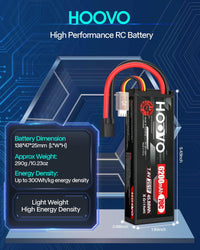 HOOVO 7.4V 70C 6200mAh 2S Lipo Battery Hard Case with Traxxas Plug