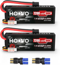 HOOVO 2S Lipo Battery 7.4V 7200mAh 100C RC Lipo Battery Pack Hard Case