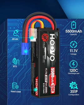 HOOVO3S120C5500 HOOVO 3S 11.1V Lipo Battery 5500mAh 120C RC Battery Hardcase with EC5 Connector