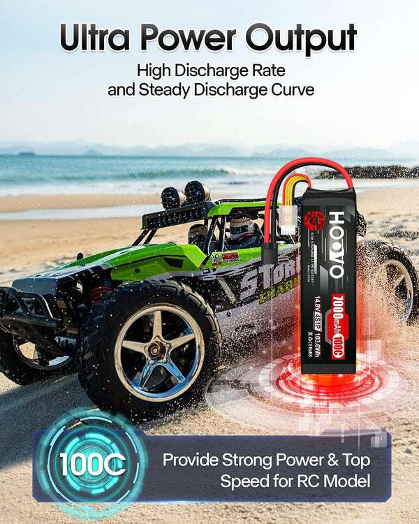 HOOVO 4S 14.8V LiPo Battery 7000mAh 100C RC Battery TRX Connector