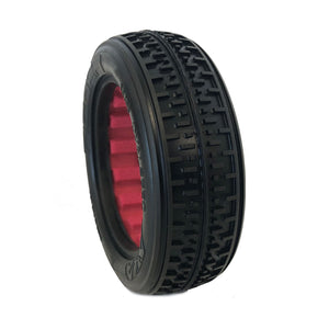 AKA 1/10 Rebar Front 2WD Tires, Soft with Red Inserts (2): Buggy