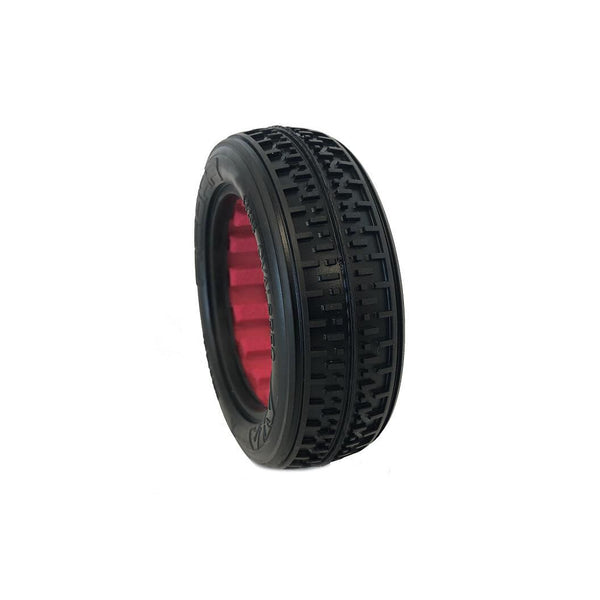 AKA 1/10 Rebar Front 2WD Tires, Super Soft with Red Inserts: Buggy