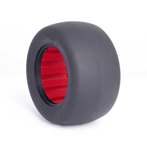 AKA13403QR 1/10 Slicks, Super Soft Long Wear Tires, Red Inserts (2): Stadium Truck