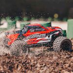 Arrma 1/18 GRANITE GROM RED MEGA 380 BRUSHED 4X4 MONSTER TRUCK RTR WITH BATTERY & CHARGER