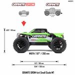 Arrma 1/18 GRANITE GROM GREEN MEGA 380 BRUSHED 4X4 MONSTER TRUCK RTR WITH BATTERY & CHARGER