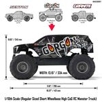 Arrma 1/10 GORGON 4X2 MEGA 550 Brushed Monster Truck Ready-To-Assemble Kit with Battery & Charger