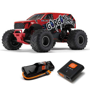 ARA3230ST2 1/10 GORGON 4X2 MEGA 550 Brushed Monster Truck RTR with Battery & Charger, Red