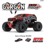 ARA3230ST2 1/10 GORGON 4X2 MEGA 550 Brushed Monster Truck RTR with Battery & Charger, Red
