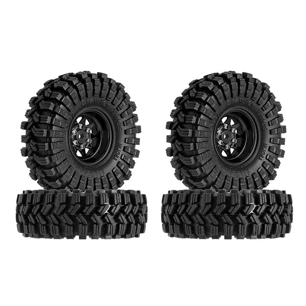INJORA 1.0" 62*22mm -3.78mm Offset Beadlock Wheel Rims Tires Set for 1/24 RC Crawlers (4)