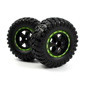 BlackZon Smyter Desert Wheels/Tires Assembled (Black/Green)