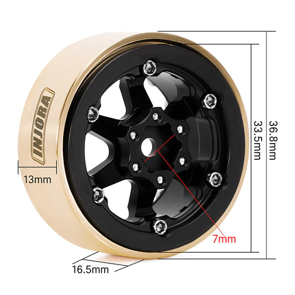 INJORA 1.3" Brass Beadlock Wheels for 1/24 1/18 RC Crawlers (W1310)