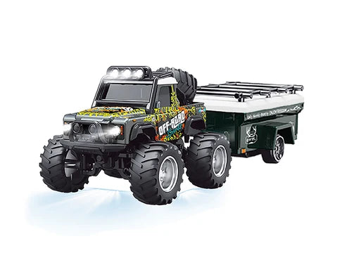 RC-Pro 1/64 R/C Jeep with trailer with APP control HG4-478 (Black)