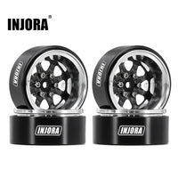 INJORA 1.3" ModuWheel Silver Beadlock Wheels Negative Offset for 1/18 1/24 RC Crawlers