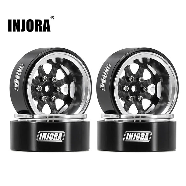 INJORA 1.3" ModuWheel Silver Beadlock Wheels Negative Offset for 1/18 1/24 RC Crawlers