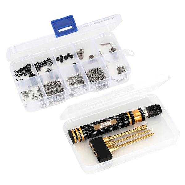 INJORA 3-In-1 0.05" 1.5mm Hex & 4.0mm Nut Driver Quick Change Screwdrivers RC Tool Kit For SCX24 AX24