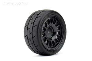 Jetko 1/10 GT Formula Tires Mounted on Black Radial Rims, Super