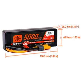 SPMX53S50H5 11.1V 5000mAh 3S 50C Smart G2 Hardcase LiPo Battery: IC5