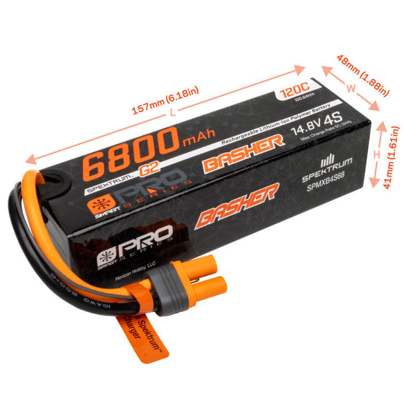 Spektrum 14.8V 6800mAh 4S 120C Smart G2 Pro Basher LiPo: IC5