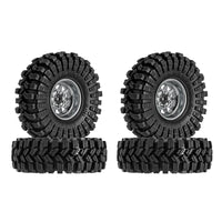 INJORA 1.0" 62*22mm -3.78mm Offset Beadlock Wheel Rims Tires Set For 1/24 RC Crawlers (4) (W1004-T1014)-Silver