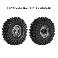 INJORA 1.0" 62*22mm -3.78mm Offset Beadlock Wheel Rims Tires Set For 1/24 RC Crawlers (4) (W1004-T1014)-Silver