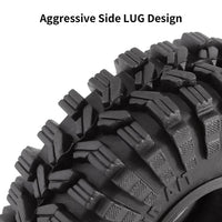 INJORA 1.0" 62*22mm -3.78mm Offset Beadlock Wheel Rims Tires Set For 1/24 RC Crawlers (4) (W1004-T1014)-Silver