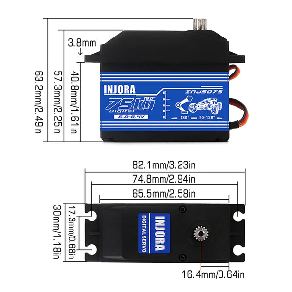 INJORA 75KG Super Torque Digital Servo for 1/5 RC Car BAJA RC Truck Parts