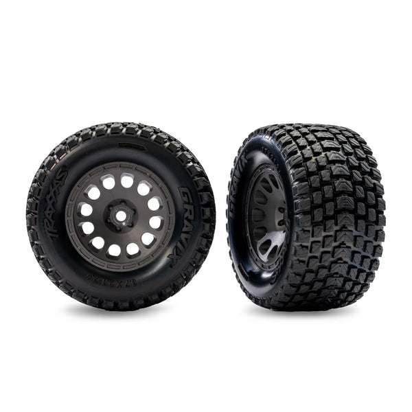 Traxxas Gray Front Mini XRT Wheels w/ Gravix Tires (2)