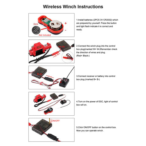 INJORA Metal Winch With Wireless Remote Controller For 1/10 RC Crawler