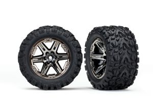 Traxxas T&W Assm. Glued (2.8") RXT Black Chrome Wheels, Talon EXT Tires W/ foam Inserts