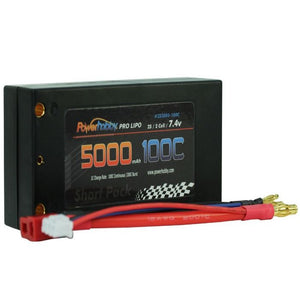 Power Hobby 2S 7.4C 5000MAH 100C Shorty Lipo w/ 4mm Bullet Connectors