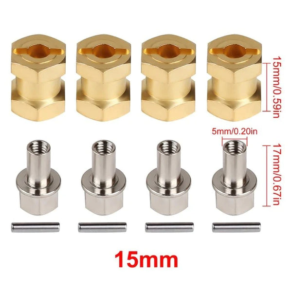 INJORA 4PCS 12mm Heavy Brass Wheel Hex Hub Extenders for SCX10 & SCX10 II
