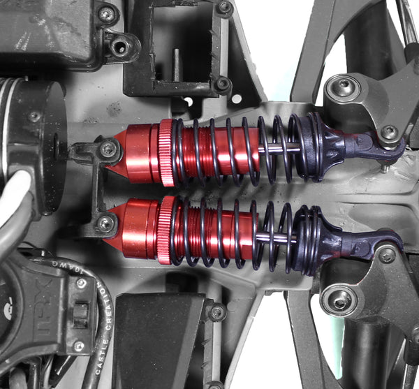 Racers Edge Revo Alum 100mm Adjustable Shocks (pr.) - Red