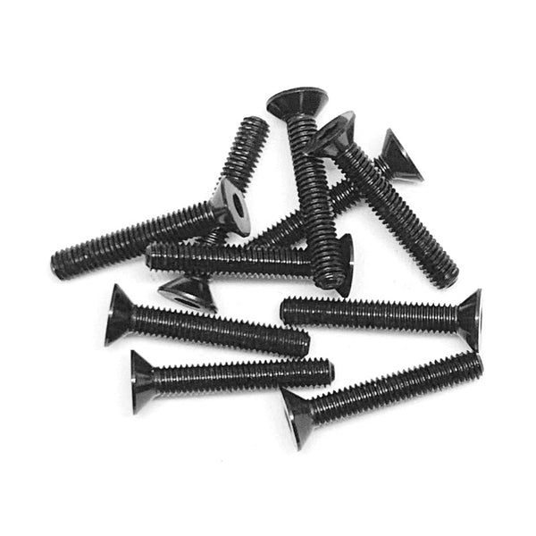 Racers Edge Aluminum Alloy Flat Head Screw 3x18mm Black (10pcs)