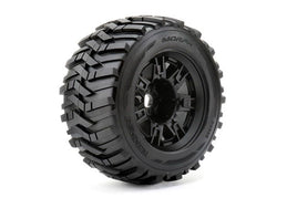 Roapex Morph 1/8 Monster Truck Tires Mounted on Black Wheels, 1/2"