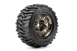 ROPR4005-CB2 Morph 1/8 Monster Truck Tires Mounted on Chrome Black